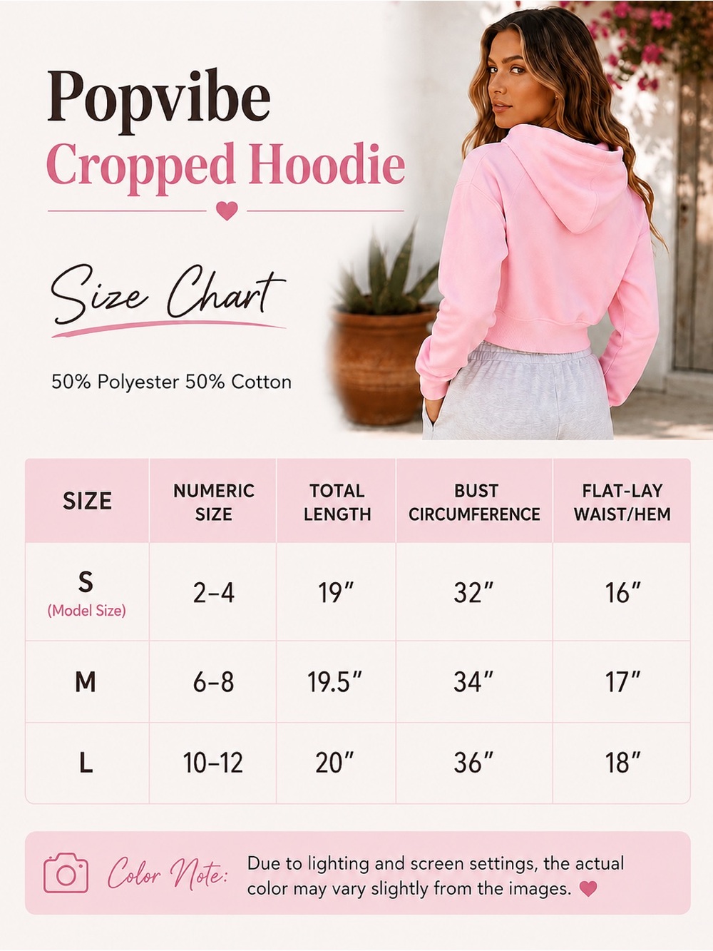 Pink Cropped Pullover Hoodie - Picture 5 of 5
